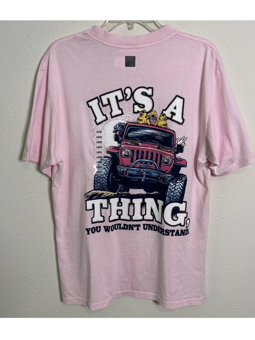 NWT Jeep Pink Rubber Duck Women’s Lg  Double Sided Graphic T-Shirt Cotton